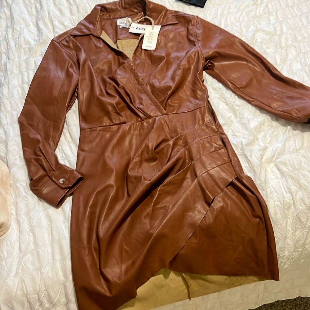 Saylor Romania Mini Dress in Cognac - Revolve NWT